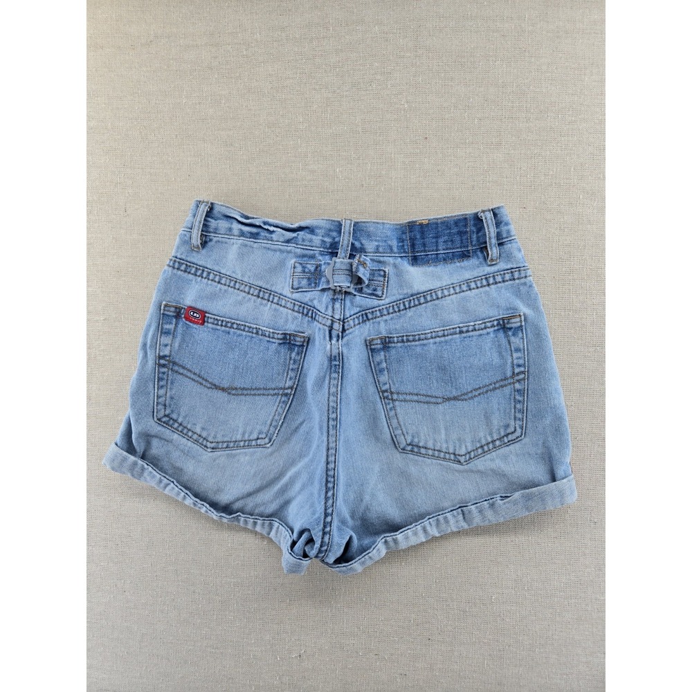 Vintage Unionbay Shorts Womens 0 Blue Denim Cuffed Buckle Back 90s Booty Y2k